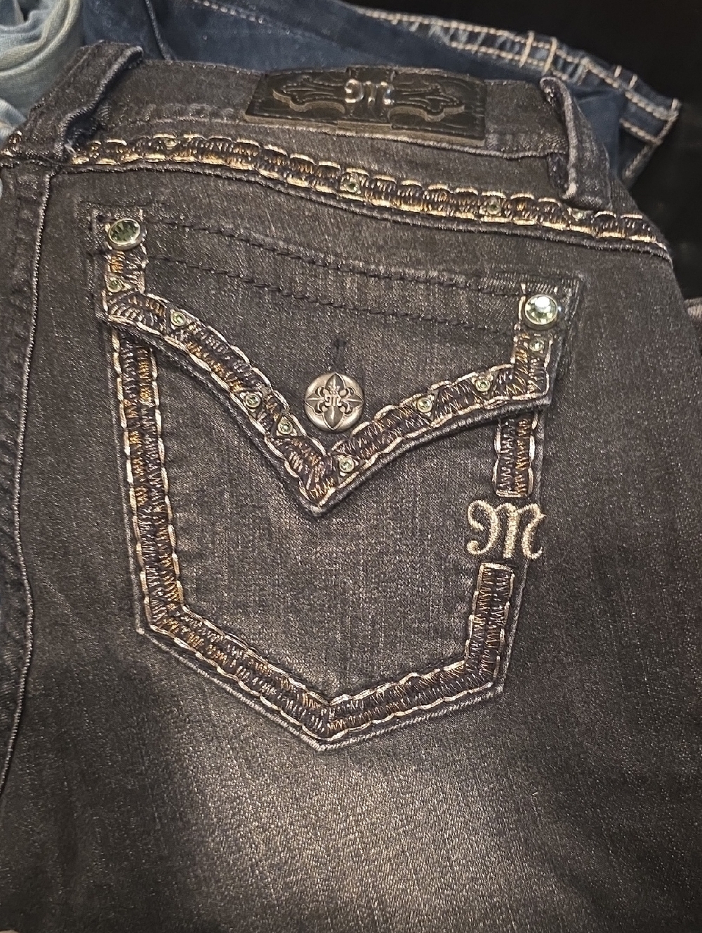 Miss Me Black Boot Cut Jeans with Embroidered Pocket
